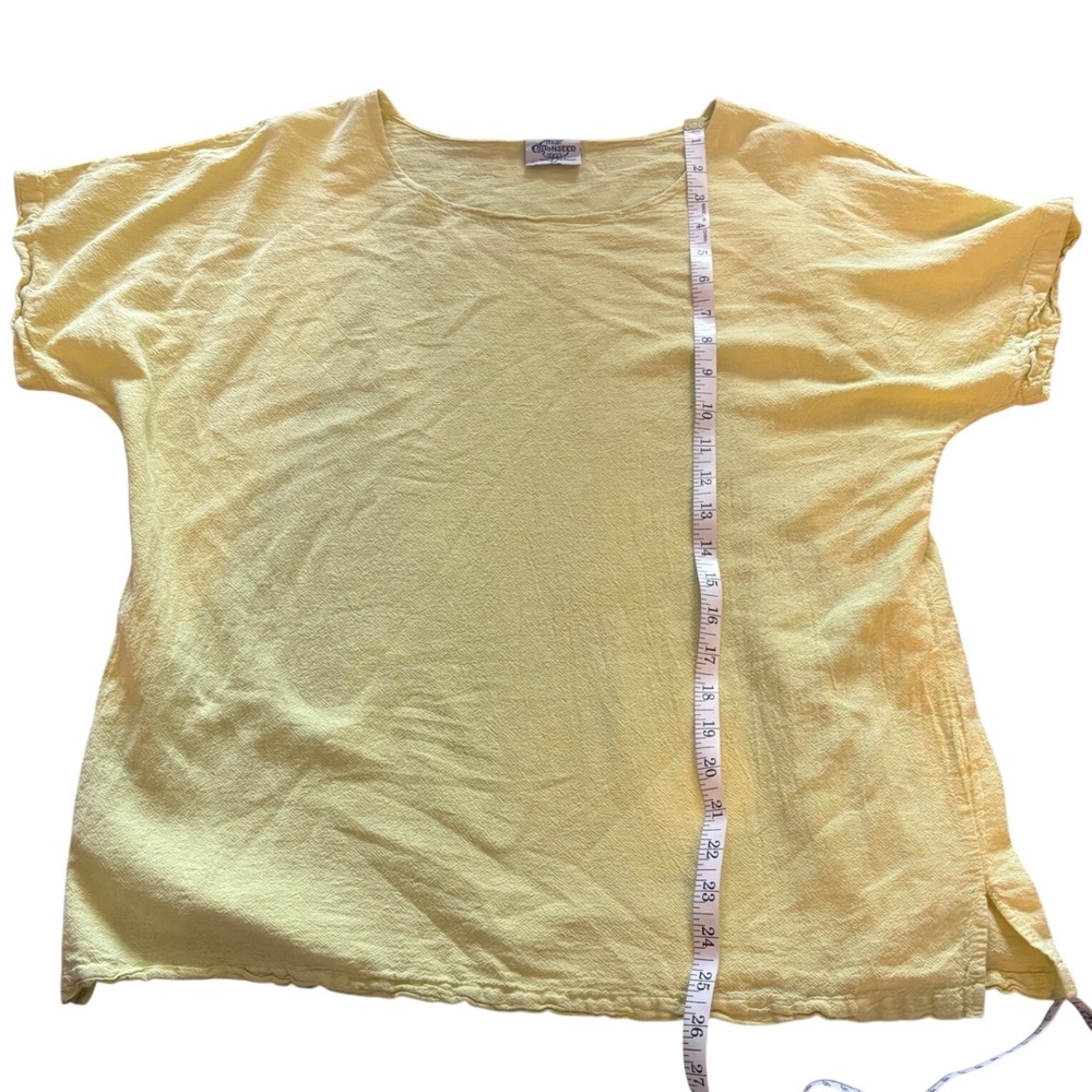 Cottonseed Wear Womens green/yellow  100% Cotton Short Sleeve Textured  M